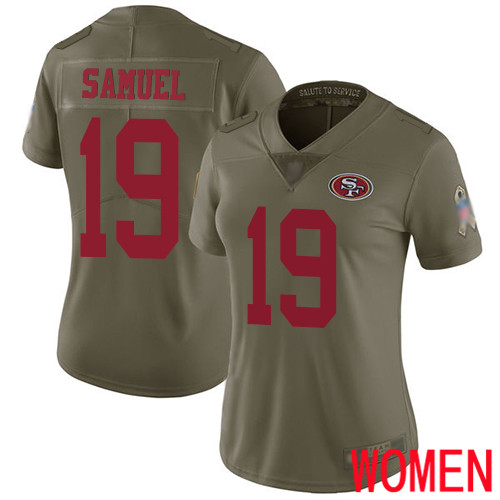 San Francisco 49ers Limited Olive Women Deebo Samuel NFL Jersey 19 2017 Salute to Service